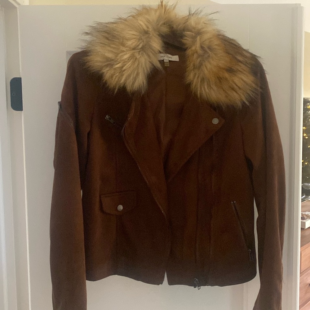 John + Jenn moto jacket with removable fur collar